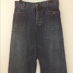 Anthro denim cropped flares